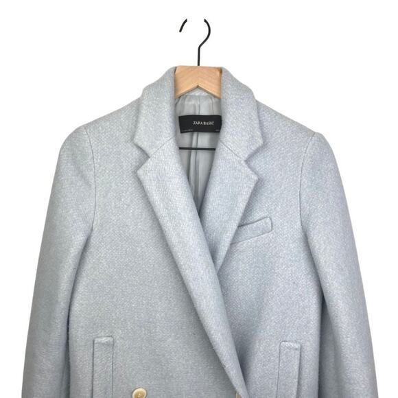 Zara Double Breast Coat Sky Blue XS - Picture 3 of 9